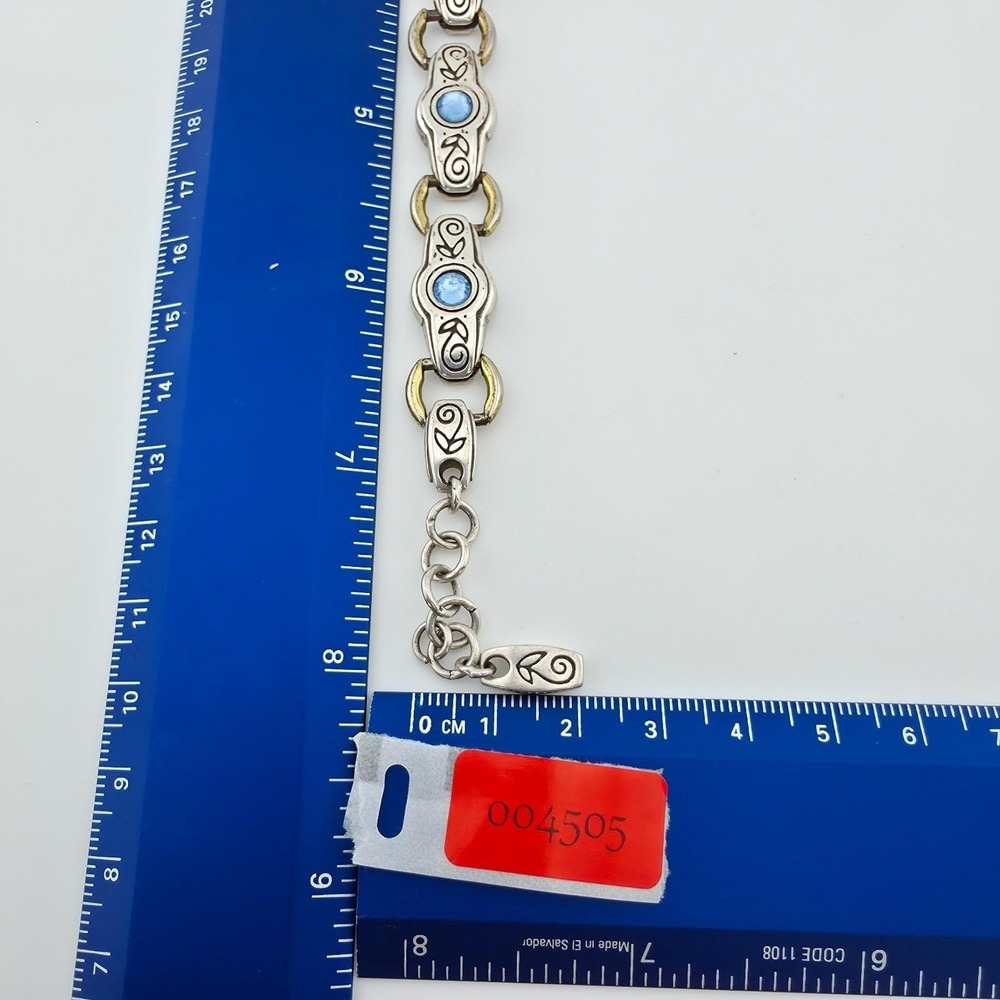 BRIGHTON 'Celestine' Bracelet Blue SWAROVSKI Crystals Gold&Silver Plate 7.75" - Picture 11 of 11